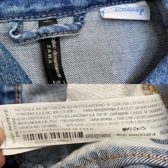 NWT Zara Printed Denim jacket Mickey Disney 6855 Women Size Small - Picture 12 of 12